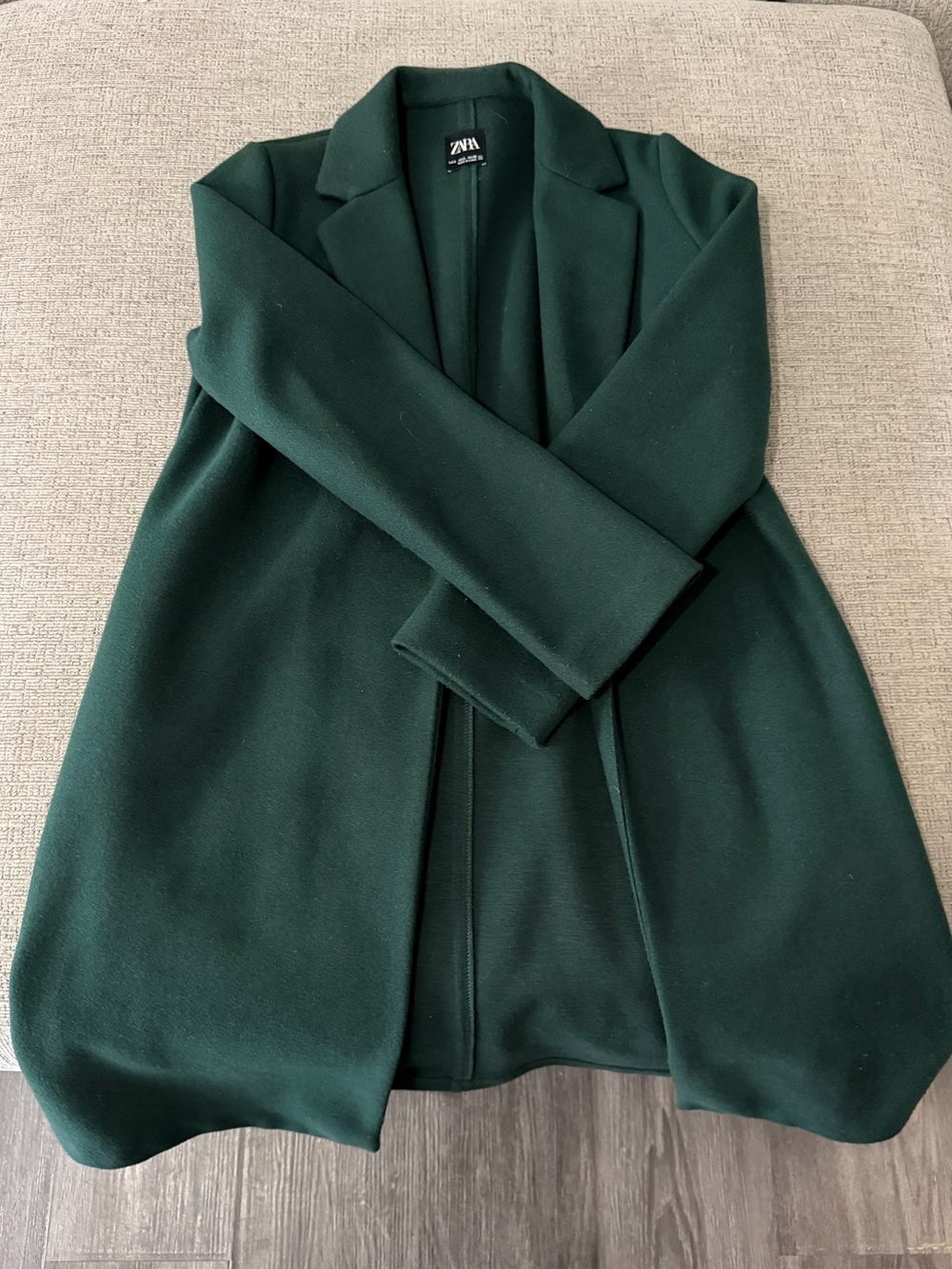 Zara Dark Green Open-Front Trench Coat